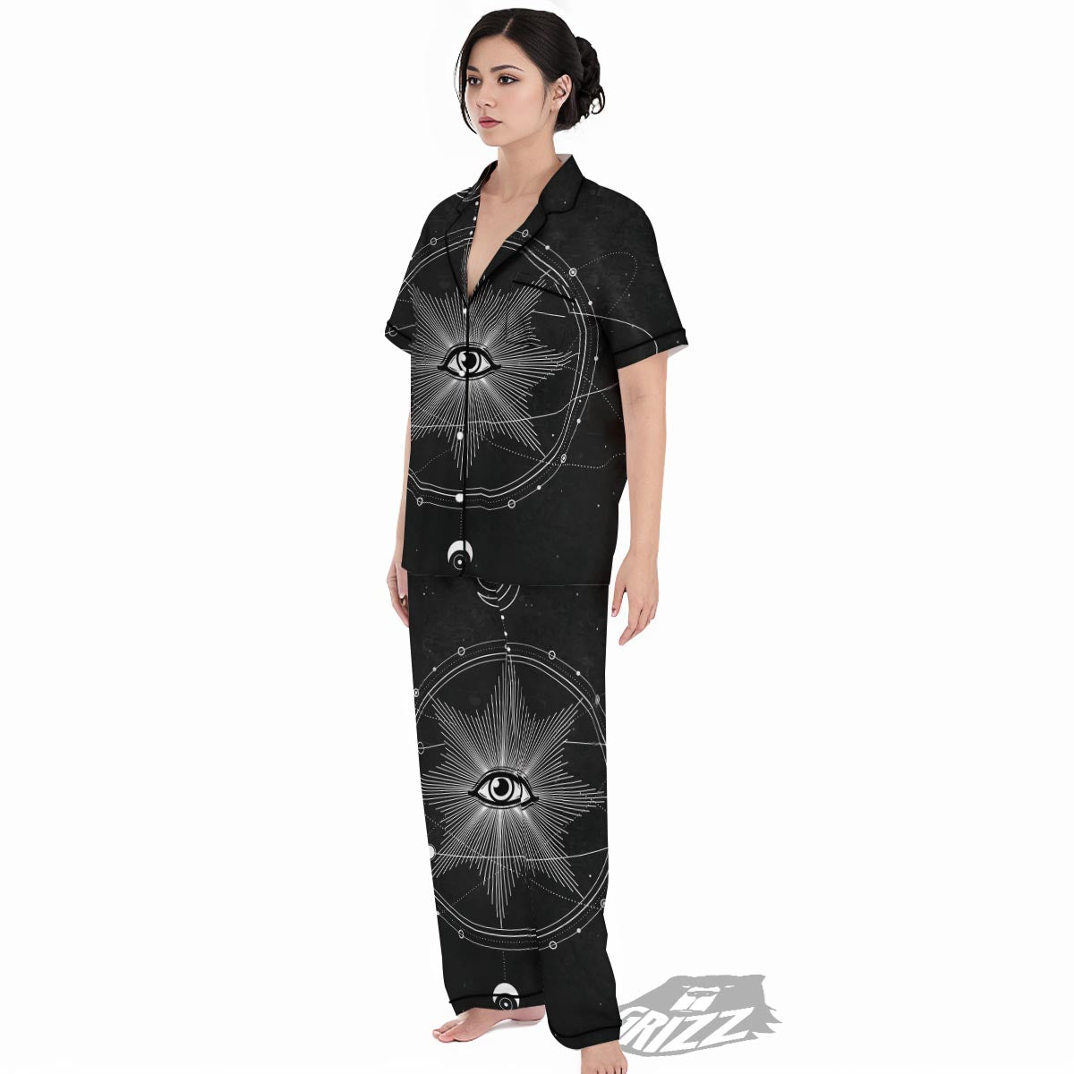 All Seeing Eye Sun Print Women's Pajamas Set-grizzshop