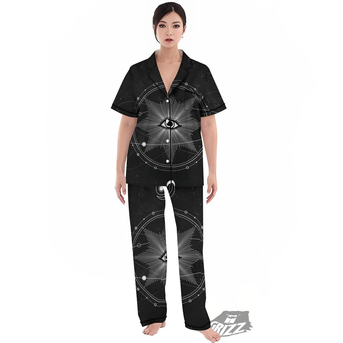 All Seeing Eye Sun Print Women's Pajamas Set-grizzshop