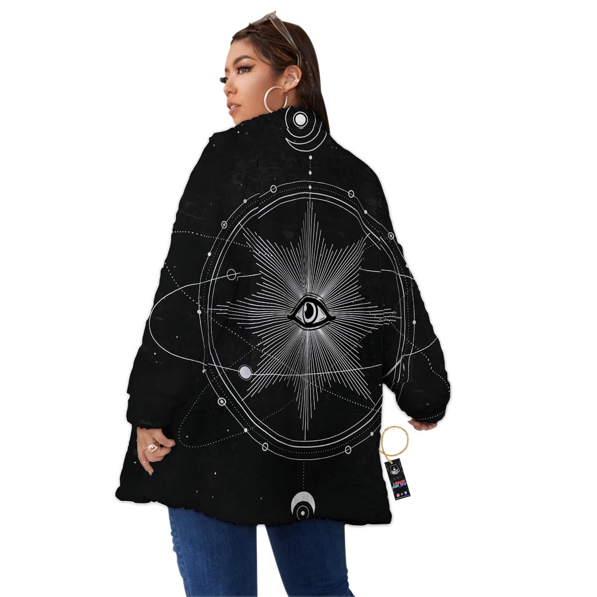 All Seeing Eye Sun Print Women's Sherpa Jacket-grizzshop