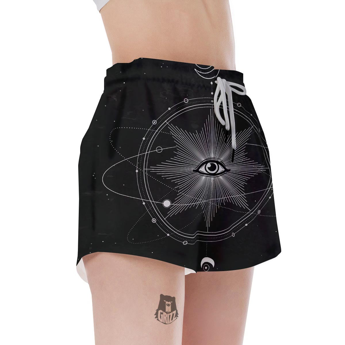 All Seeing Eye Sun Print Women's Shorts-grizzshop