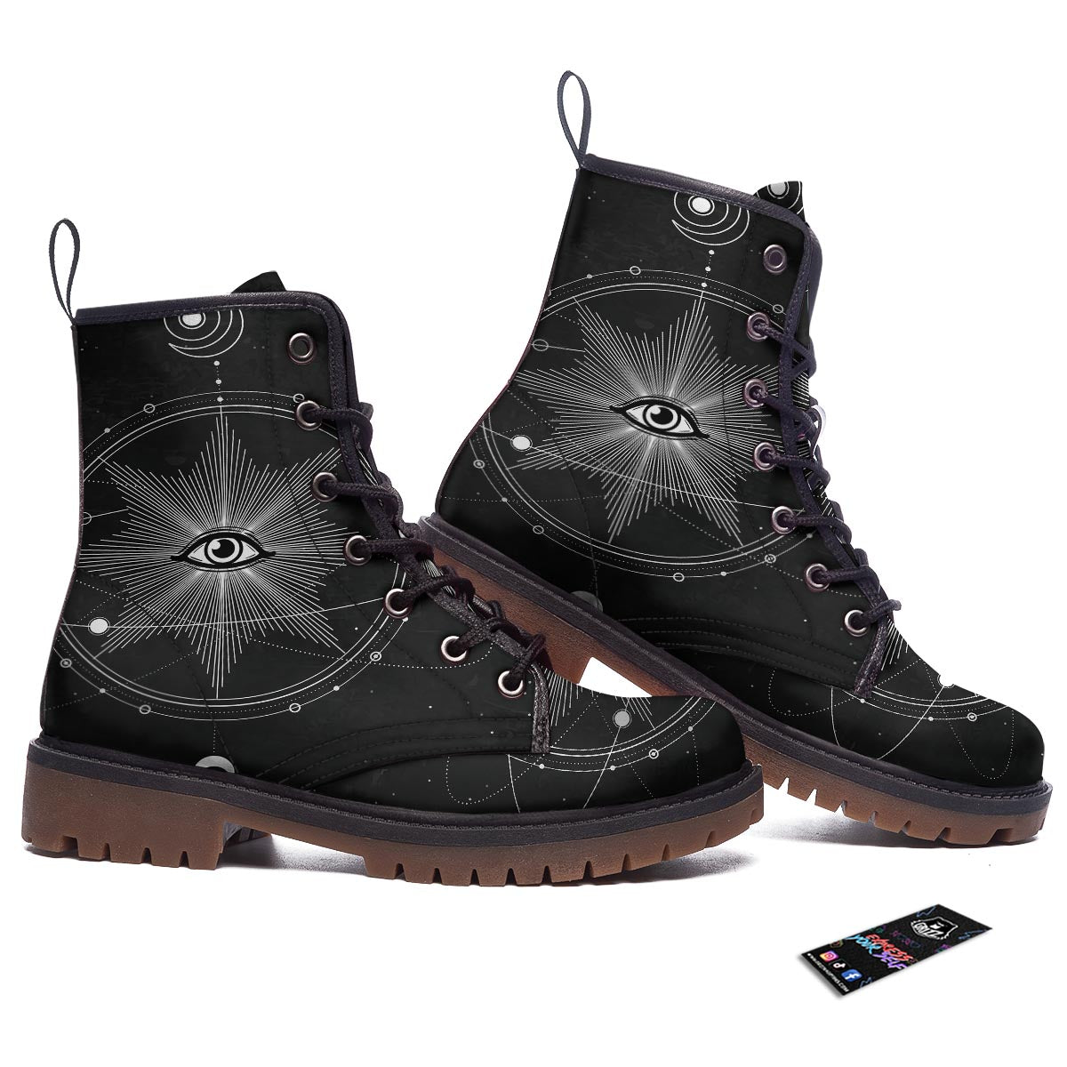 All Seeing Eye Sun Print Work Boots-grizzshop