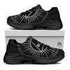 All Seeing Eye White And Black Print Black Chunky Shoes-grizzshop