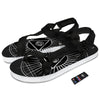All Seeing Eye White And Black Print Black Open Toe Sandals-grizzshop