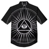 All Seeing Eye White And Black Print Button Up Shirt-grizzshop