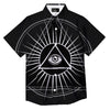 All Seeing Eye White And Black Print Button Up Shirt-grizzshop