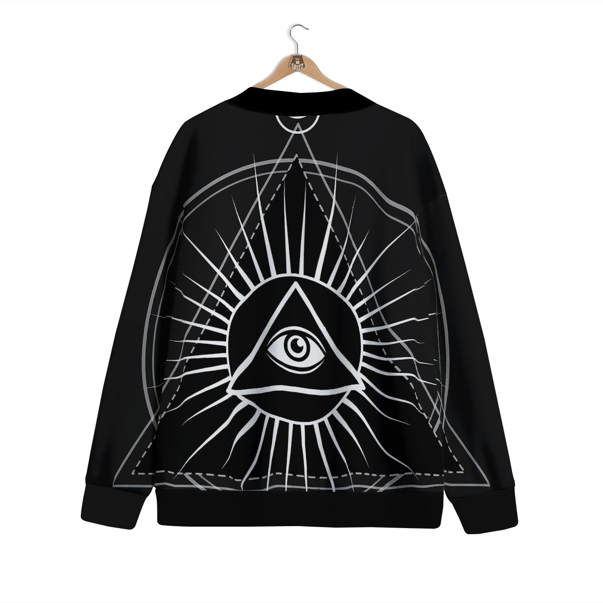 All Seeing Eye White And Black Print Cardigan-grizzshop