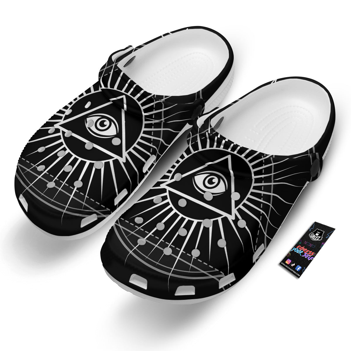 All Seeing Eye White And Black Print Clog-grizzshop