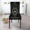 All Seeing Eye White And Black Print Dining Chair Slipcover-grizzshop