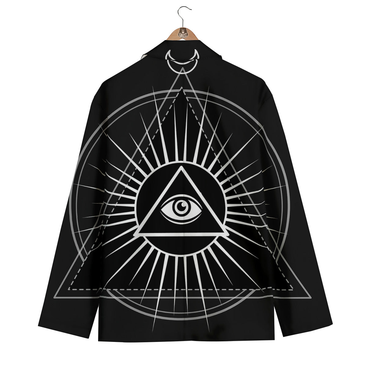 All Seeing Eye White And Black Print Men's Blazer-grizzshop