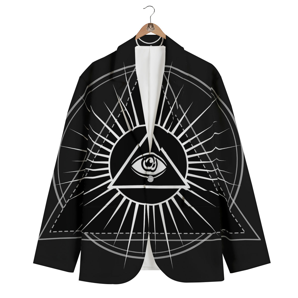 All Seeing Eye White And Black Print Men's Blazer-grizzshop