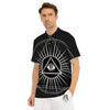 All Seeing Eye White And Black Print Men's Golf Shirts-grizzshop