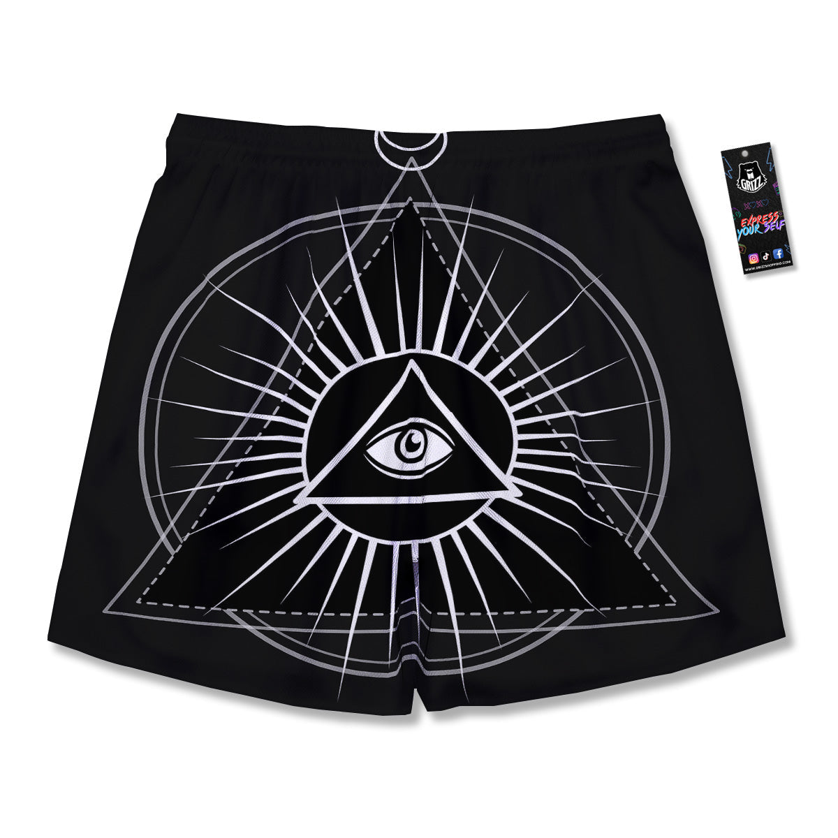 All Seeing Eye White And Black Print Men's Running Shorts-grizzshop