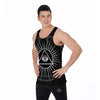 All Seeing Eye White And Black Print Men's Tank Top-grizzshop