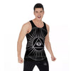 All Seeing Eye White And Black Print Men's Tank Top-grizzshop