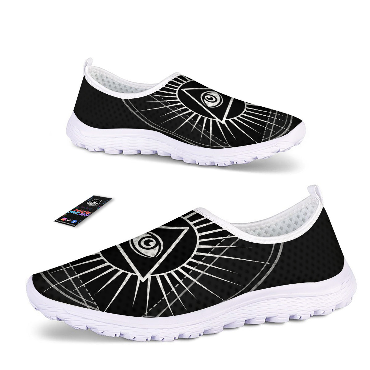 All Seeing Eye White And Black Print Nurse Shoes-grizzshop