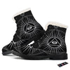 All Seeing Eye White And Black Print Winter Boots-grizzshop