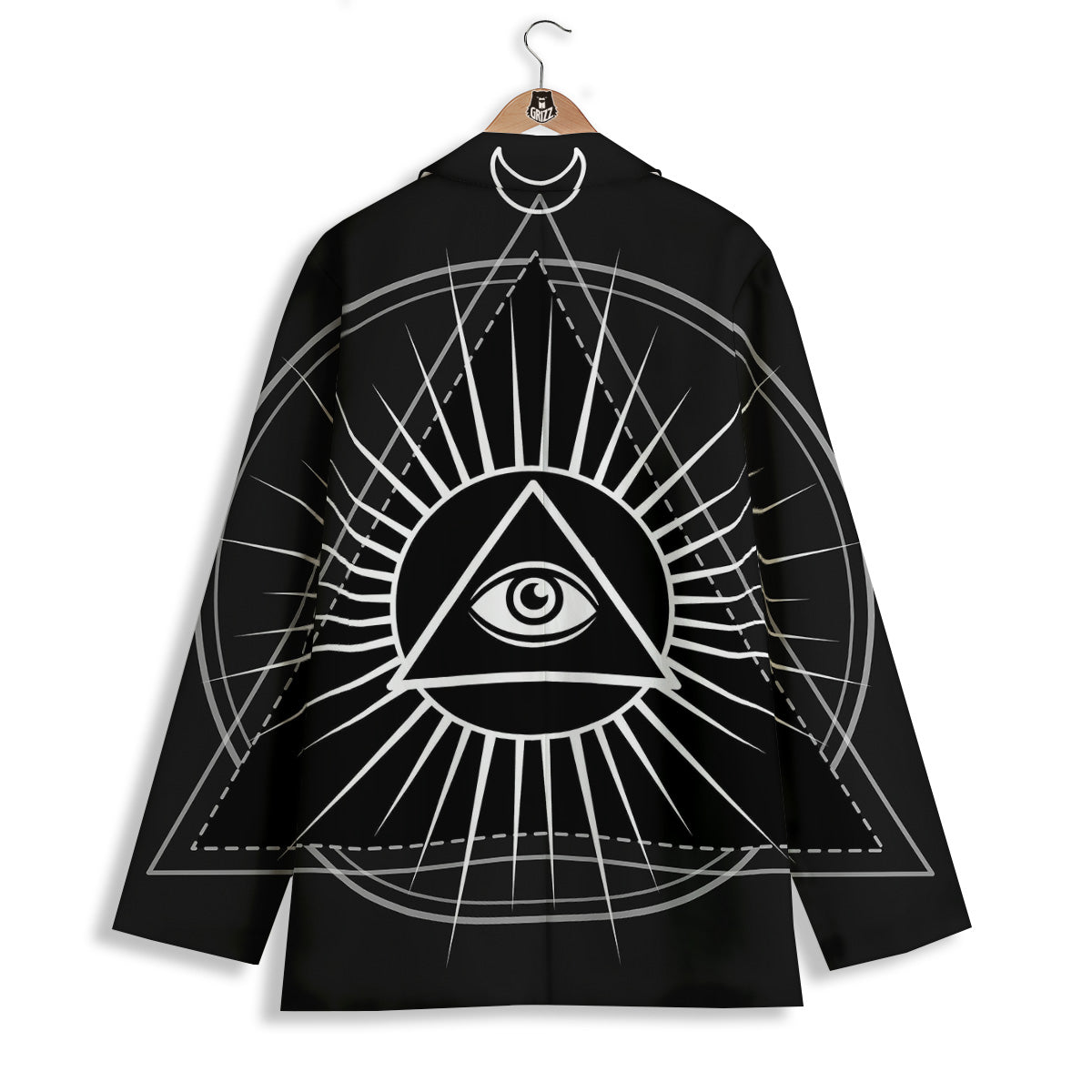 All Seeing Eye White And Black Print Women's Blazer-grizzshop