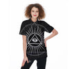 All Seeing Eye White And Black Print Women's Golf Shirts-grizzshop