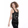 All Seeing Eye White And Black Print Women's Racerback Tank Top-grizzshop