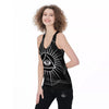 All Seeing Eye White And Black Print Women's Racerback Tank Top-grizzshop