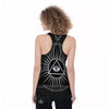 All Seeing Eye White And Black Print Women's Racerback Tank Top-grizzshop