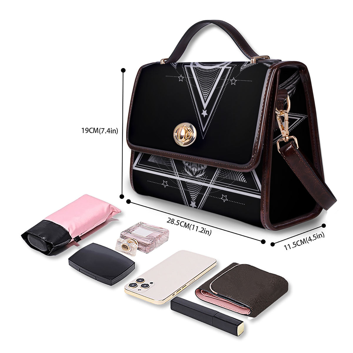 All Seeing Eye Black And Silver Print Women's Satchel Bag