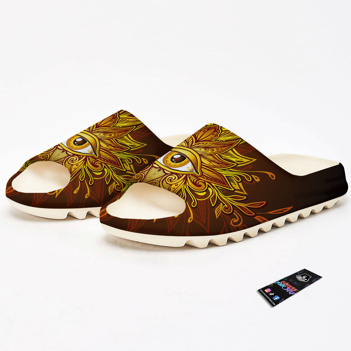 All Seeing Eye Gold Print Sandals-grizzshop