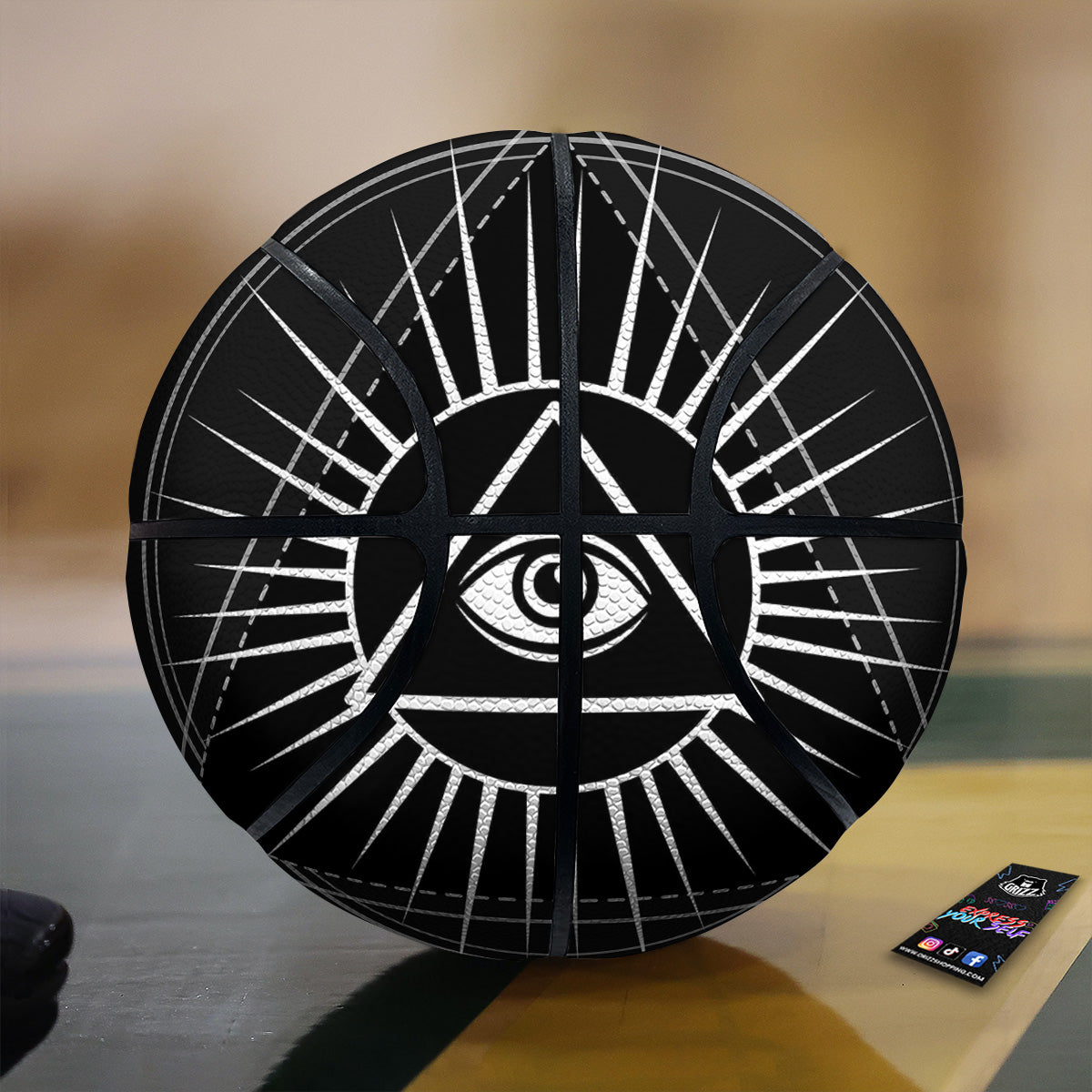 All Seeing Eye White And Black Print Basketball