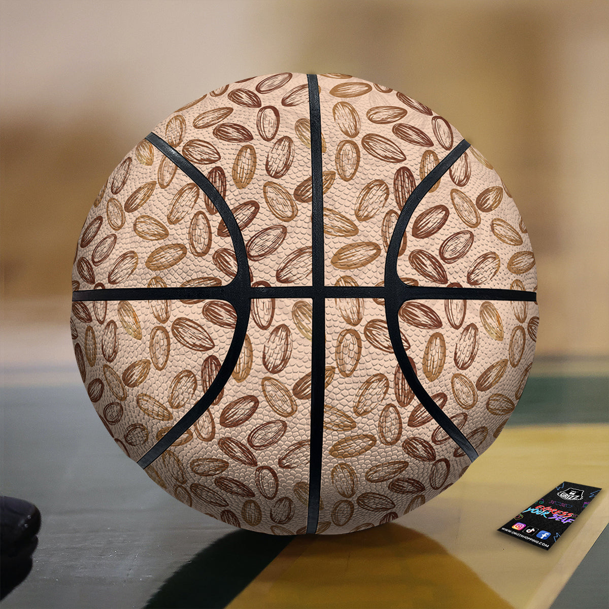 Almond Beige Print Pattern Basketball-grizzshop