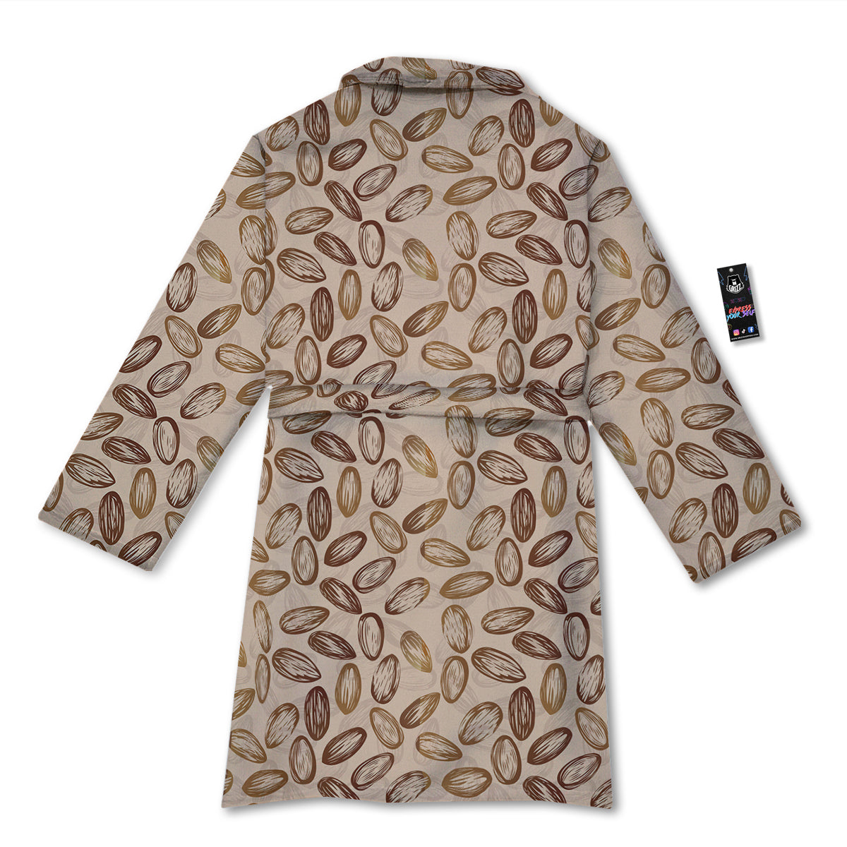 Almond Beige Print Pattern Bathrobe-grizzshop