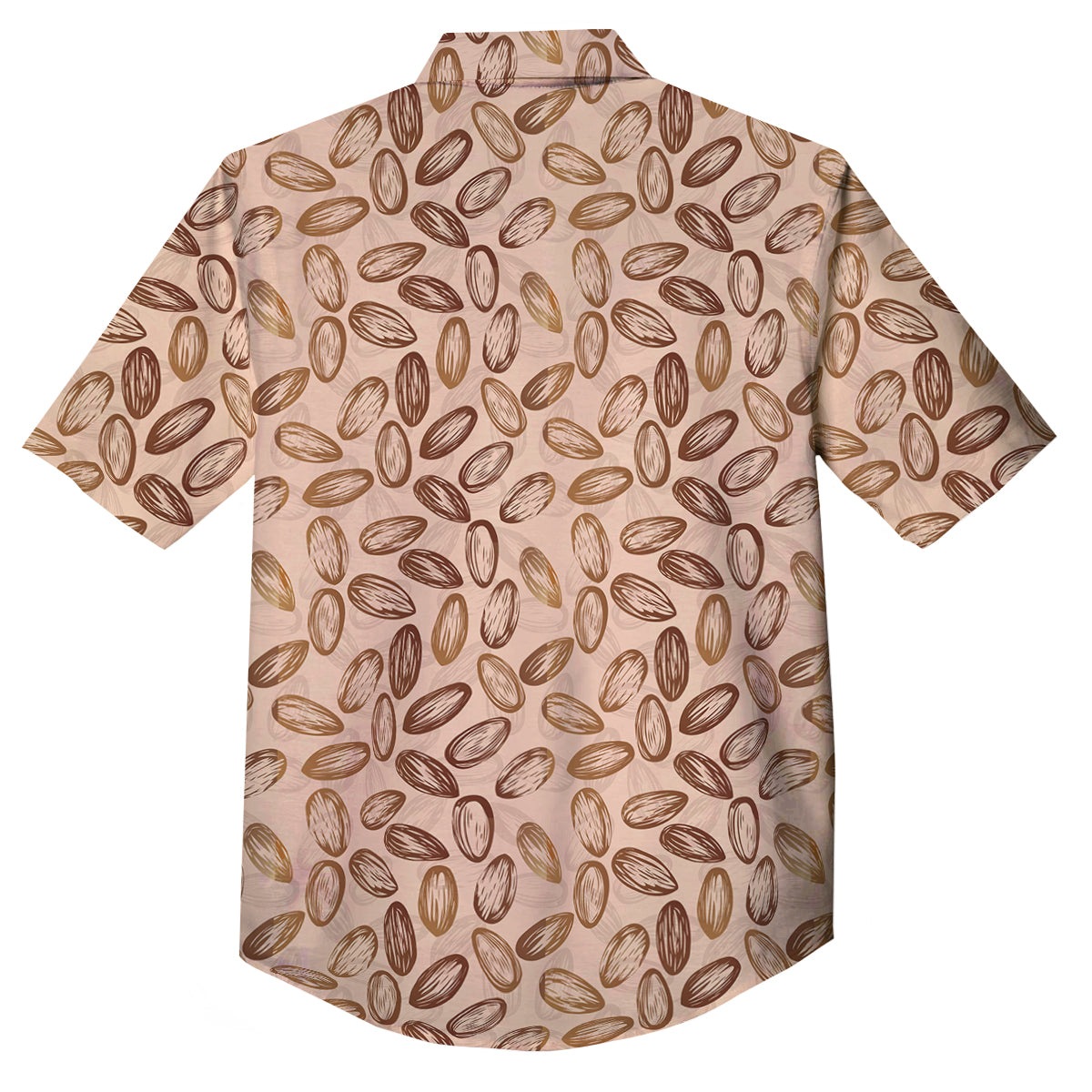Almond Beige Print Pattern Button Up Shirt-grizzshop