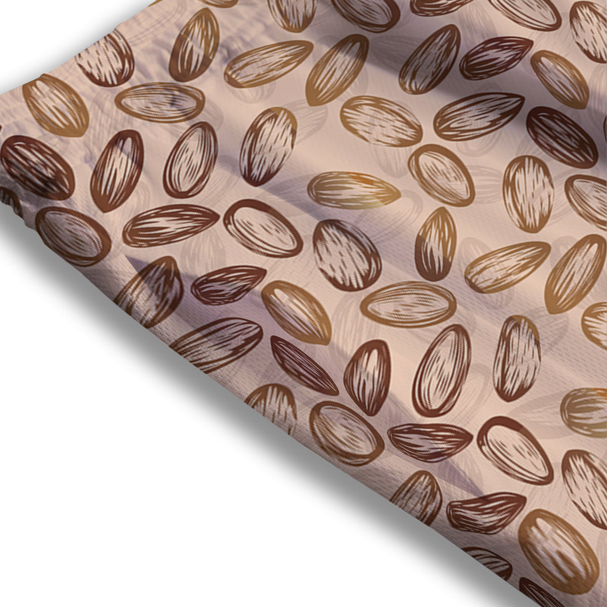 Almond Beige Print Pattern Mesh Shorts-grizzshop