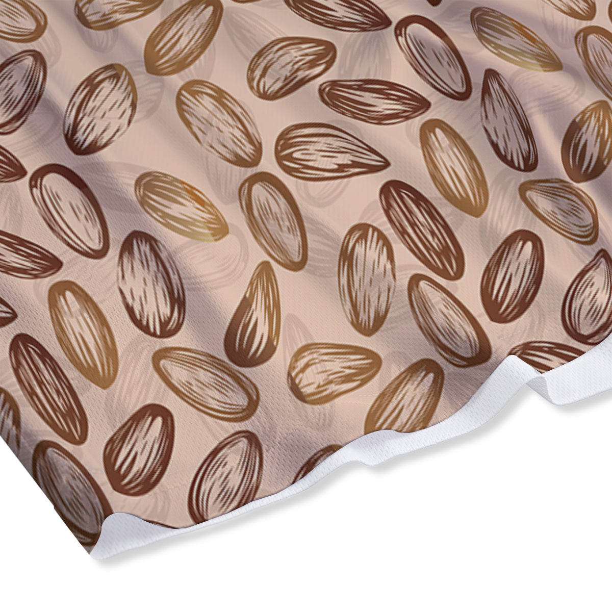 Almond Beige Print Pattern Mesh Shorts-grizzshop