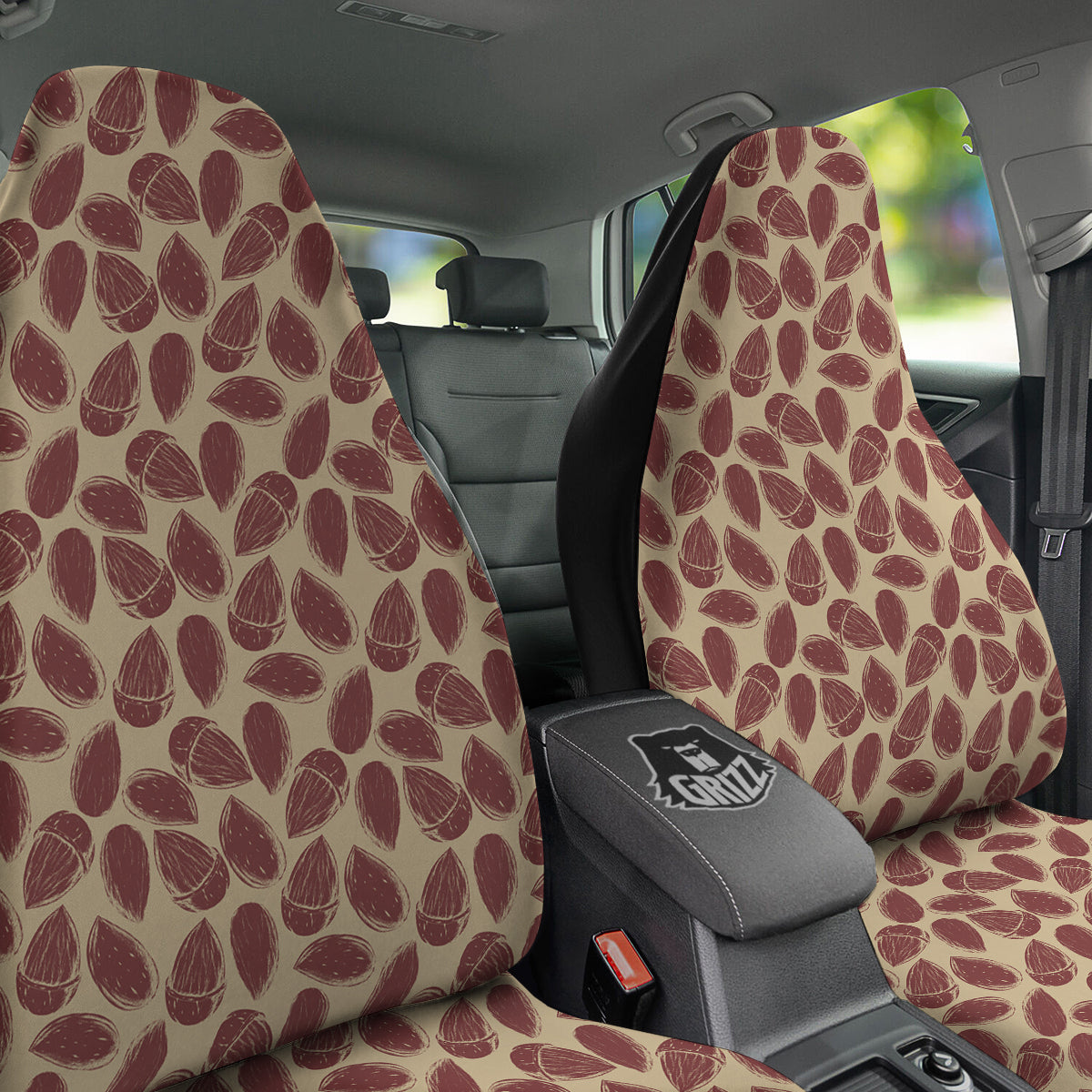 Almond Vintage Print Pattern Car Seat Covers-grizzshop