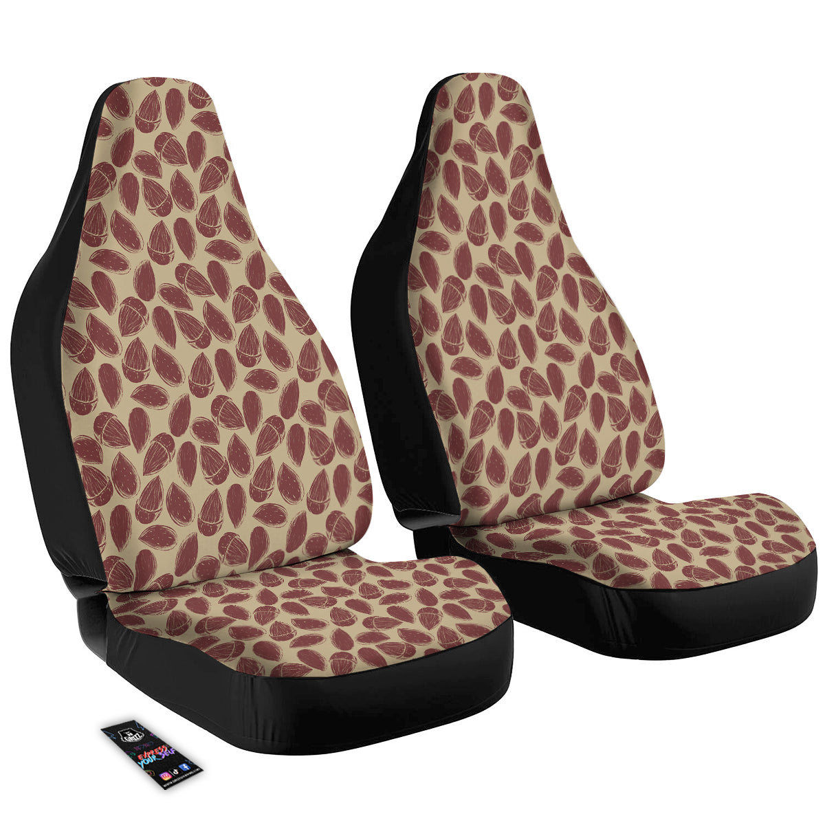 Almond Vintage Print Pattern Car Seat Covers-grizzshop