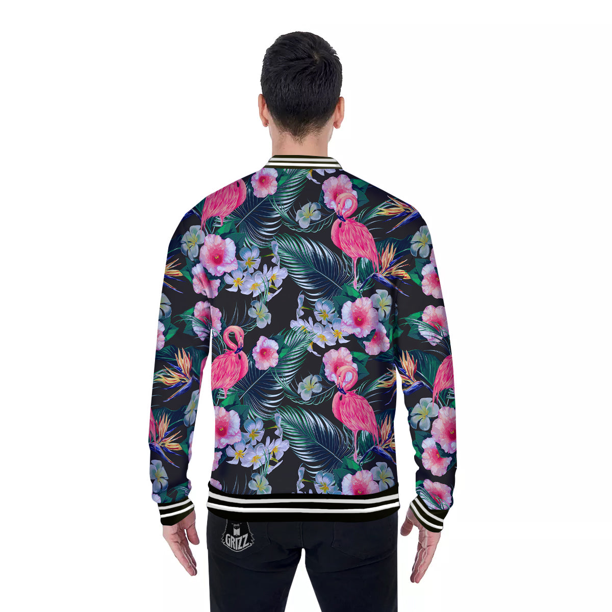 Aloha Flamingo Tropical Print Pattern Baseball Jacket-grizzshop