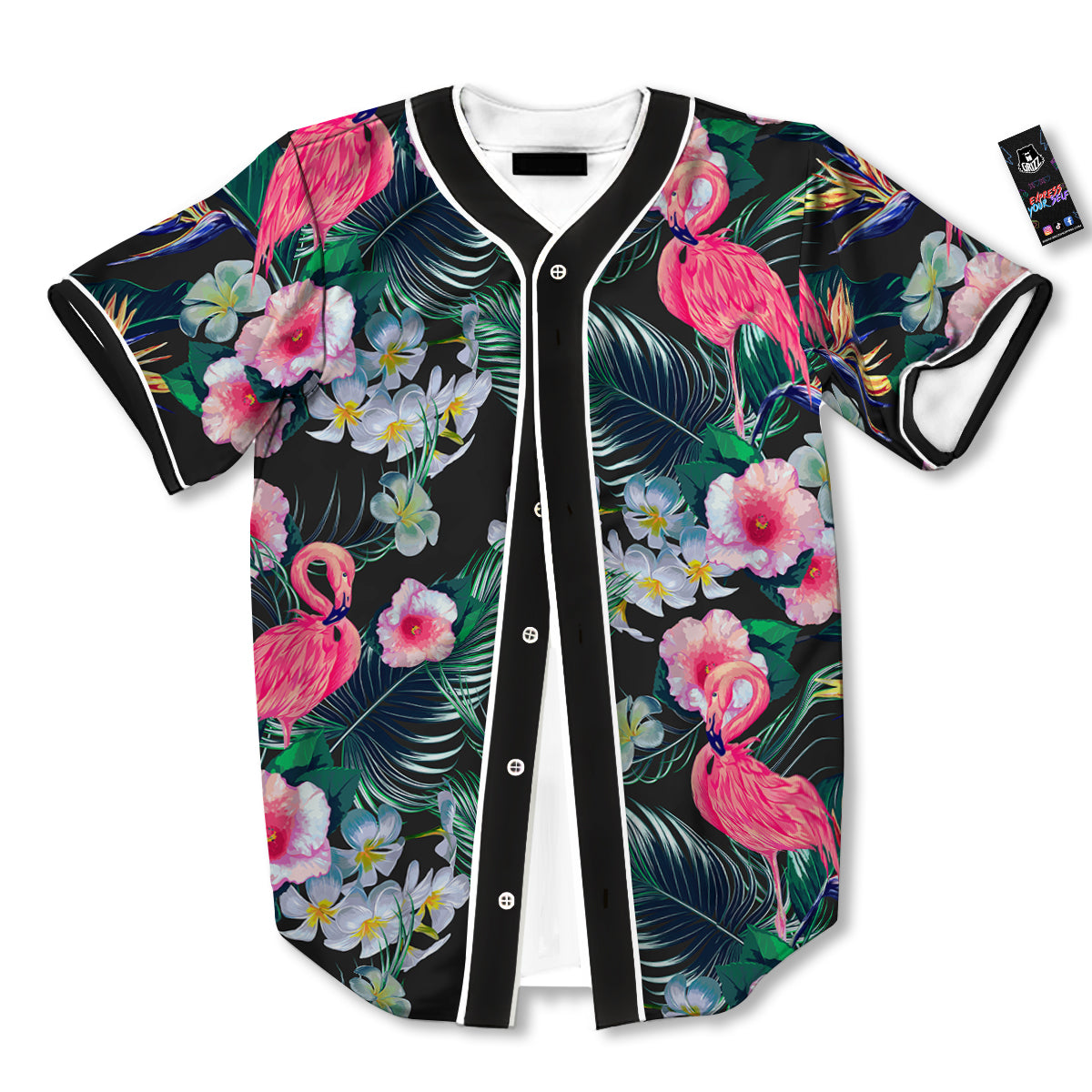 Aloha Flamingo Tropical Print Pattern Baseball Jersey-grizzshop