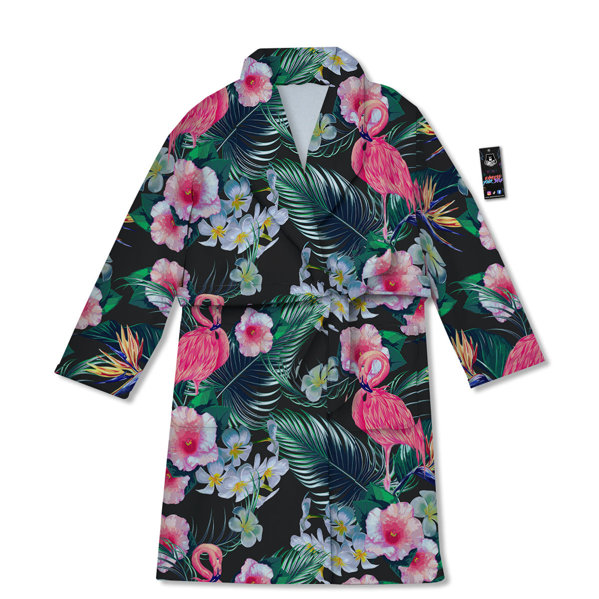 Aloha Flamingo Tropical Print Pattern Bathrobe-grizzshop