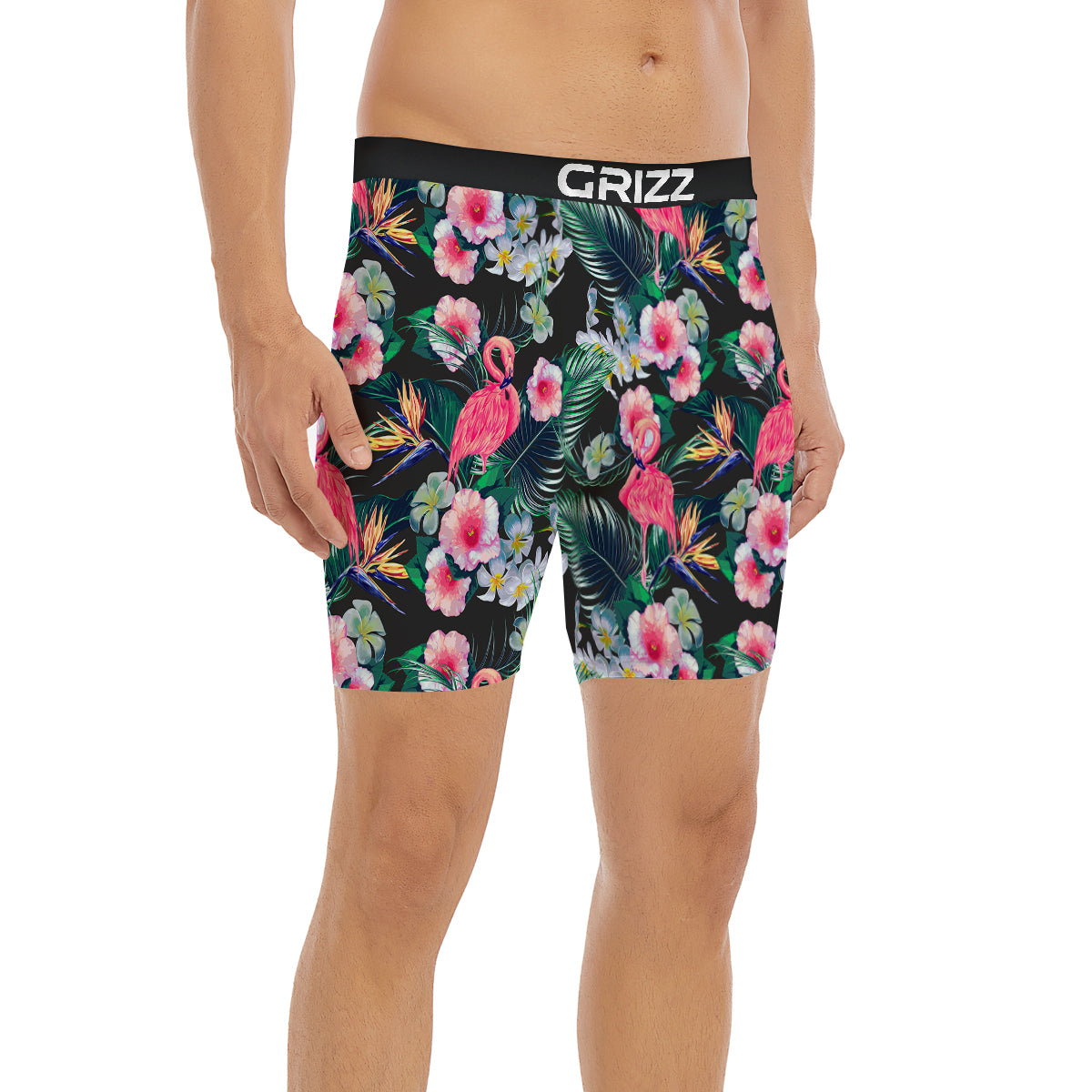 Aloha Flamingo Tropical Print Pattern Boxer Briefs-grizzshop