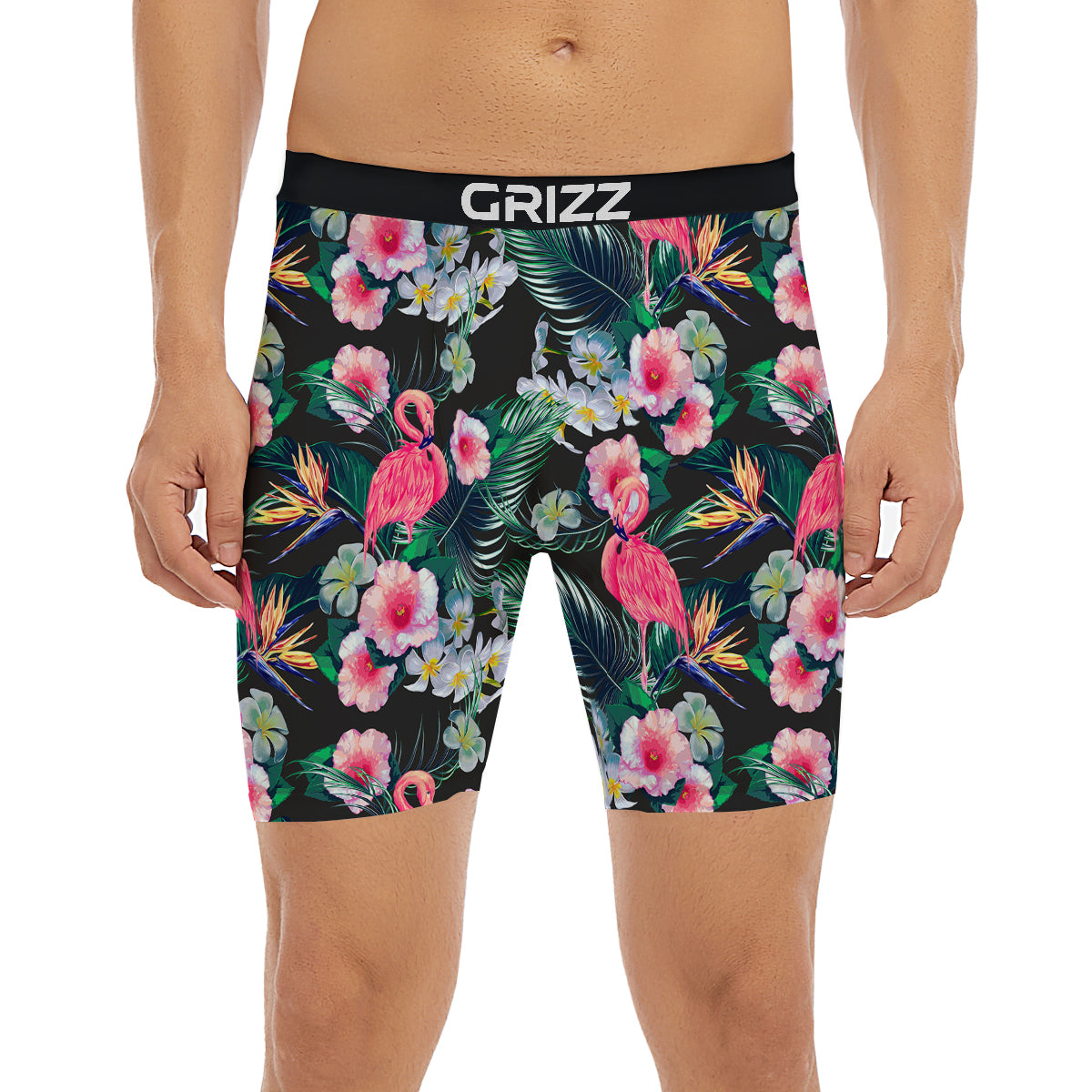 Aloha Flamingo Tropical Print Pattern Boxer Briefs-grizzshop