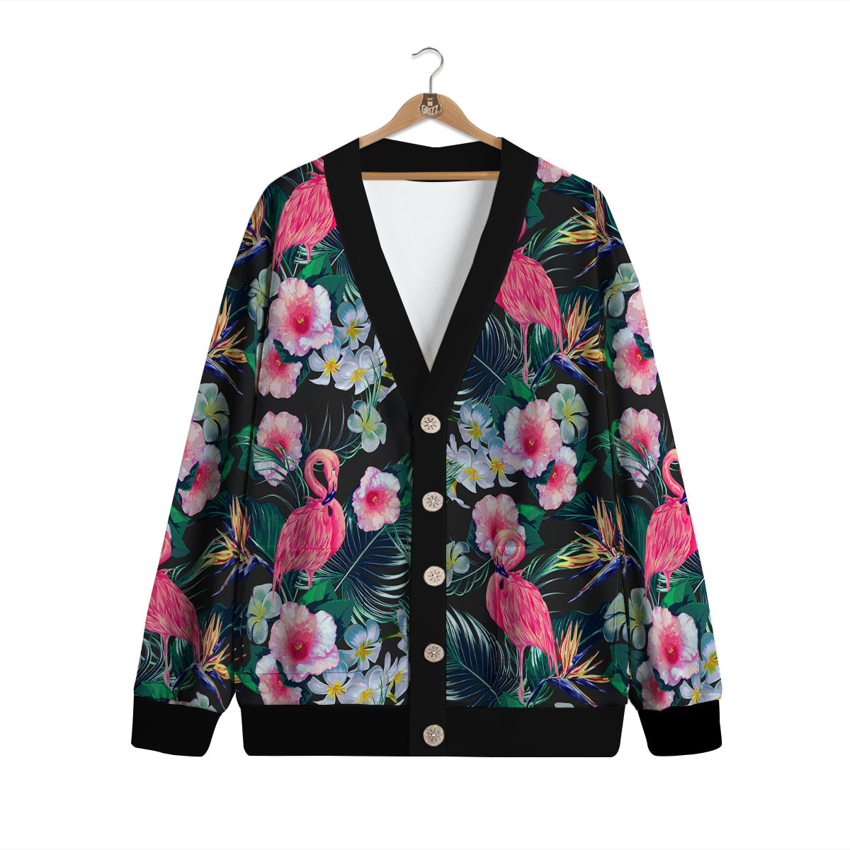 Aloha Flamingo Tropical Print Pattern Cardigan-grizzshop