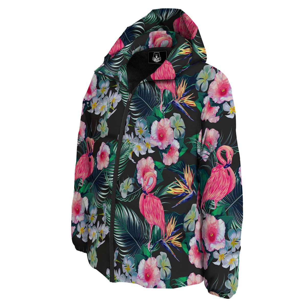 Aloha Flamingo Tropical Print Pattern Down Jacket-grizzshop
