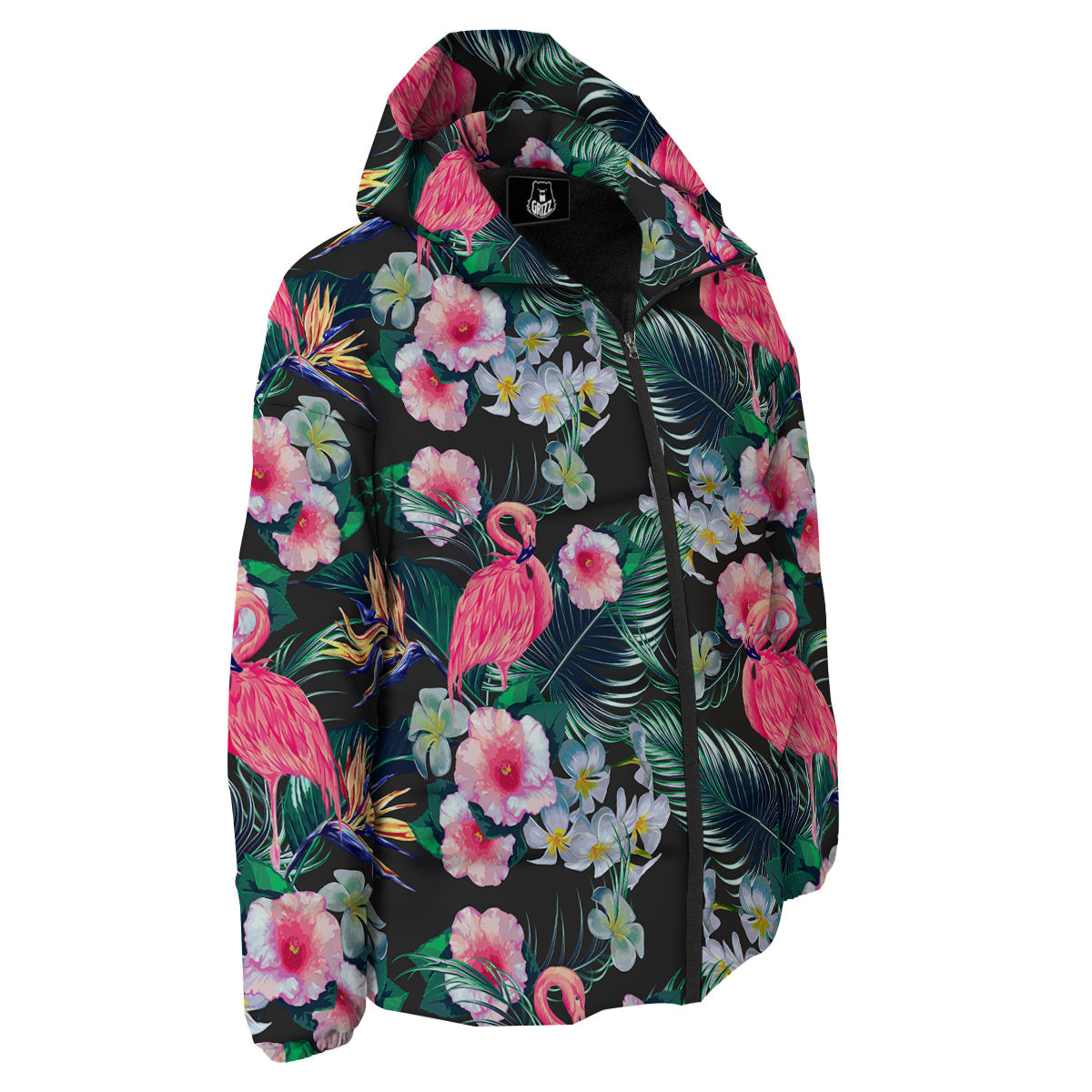 Aloha Flamingo Tropical Print Pattern Down Jacket-grizzshop