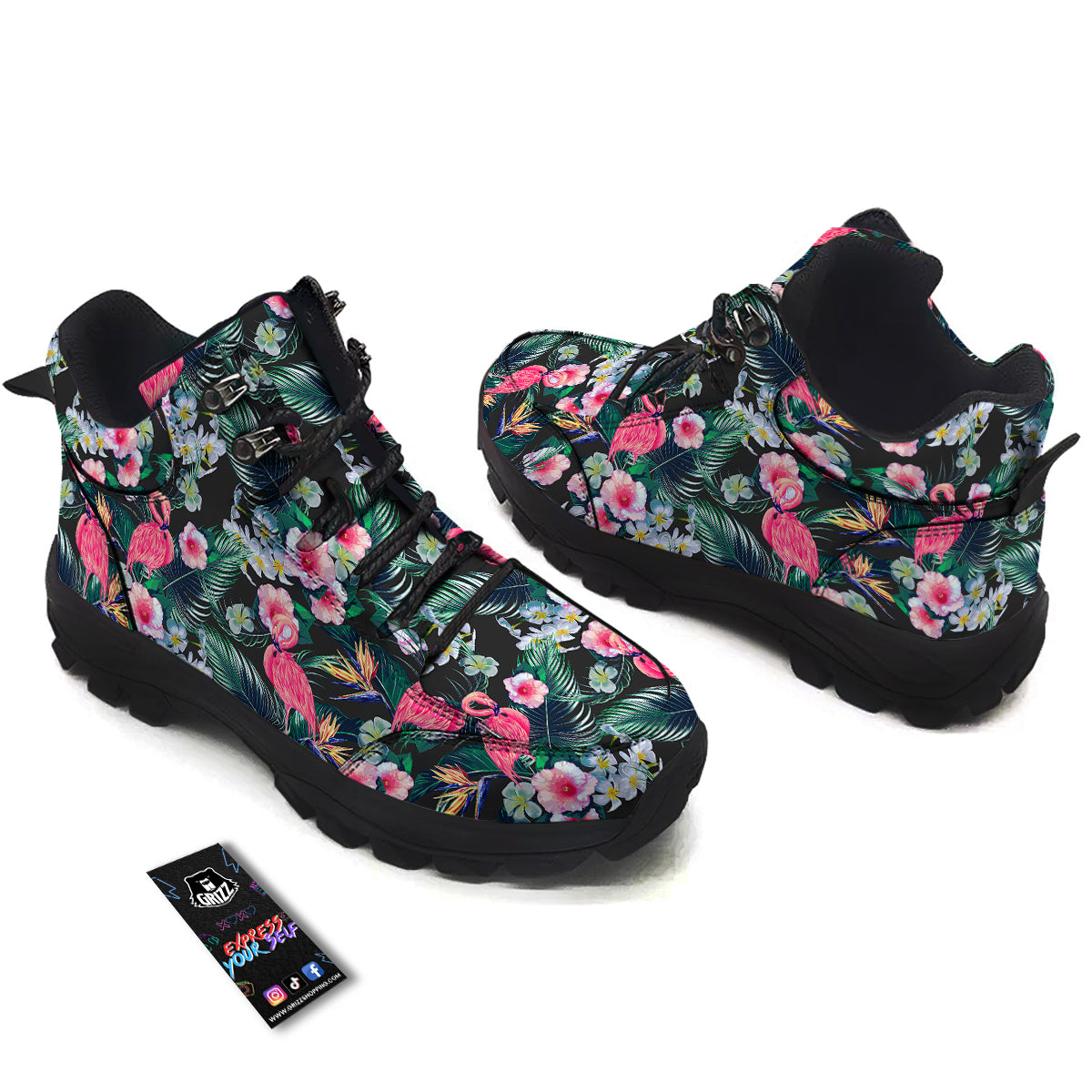 Aloha Flamingo Tropical Print Pattern Hiking Shoes-grizzshop