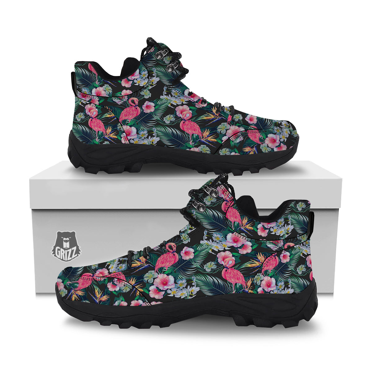 Aloha Flamingo Tropical Print Pattern Hiking Shoes-grizzshop
