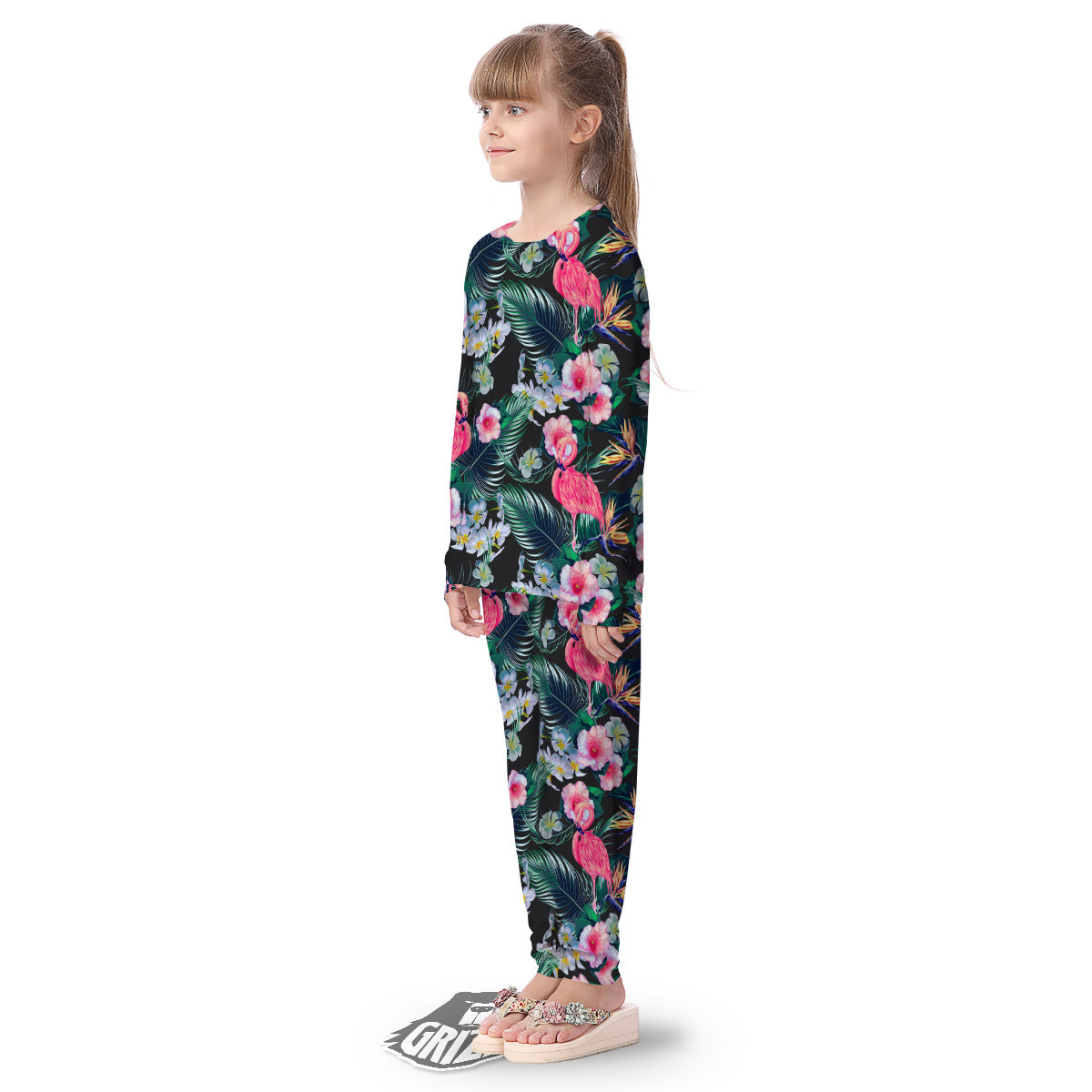 Aloha Flamingo Tropical Print Pattern Kid's Pajamas-grizzshop