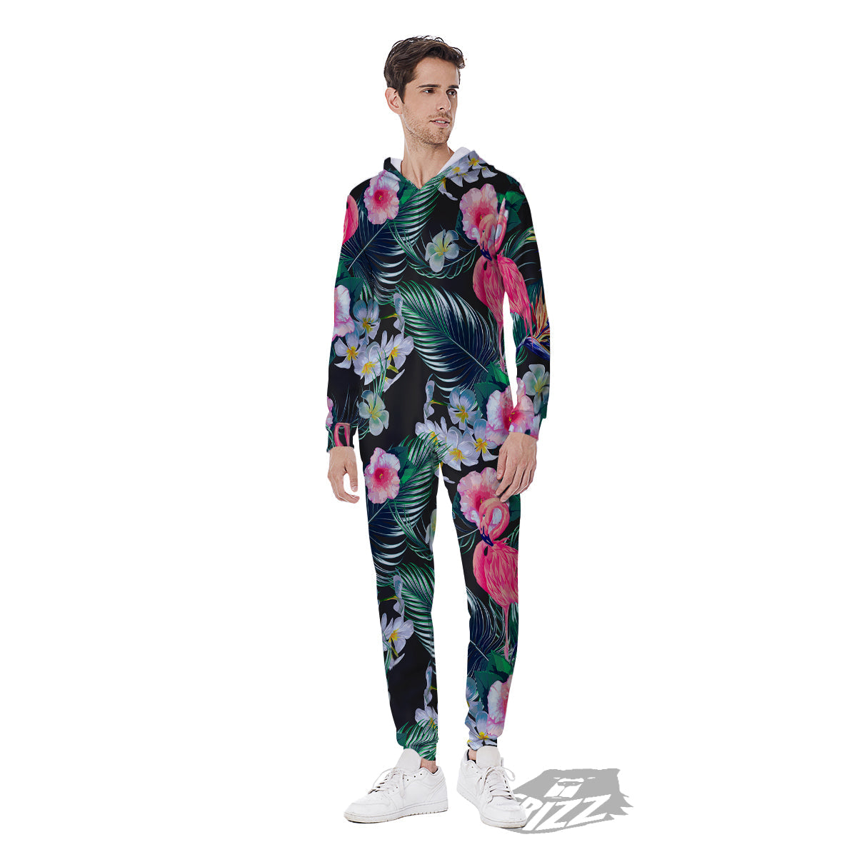 Aloha Flamingo Tropical Print Pattern Men's Jumpsuit-grizzshop