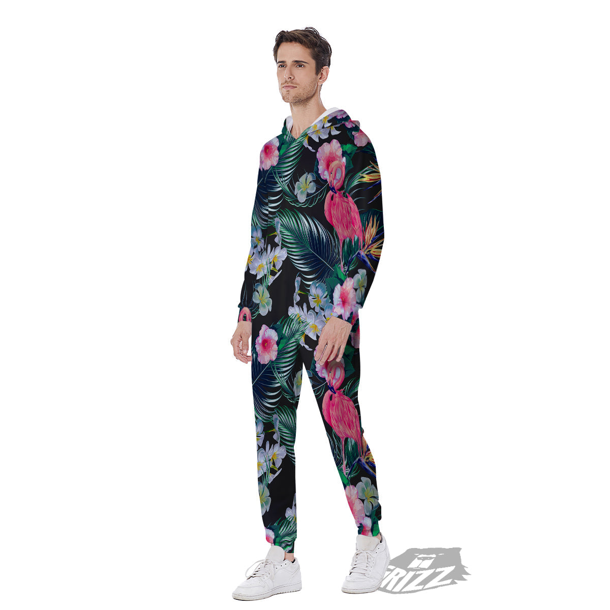 Aloha Flamingo Tropical Print Pattern Men's Jumpsuit-grizzshop