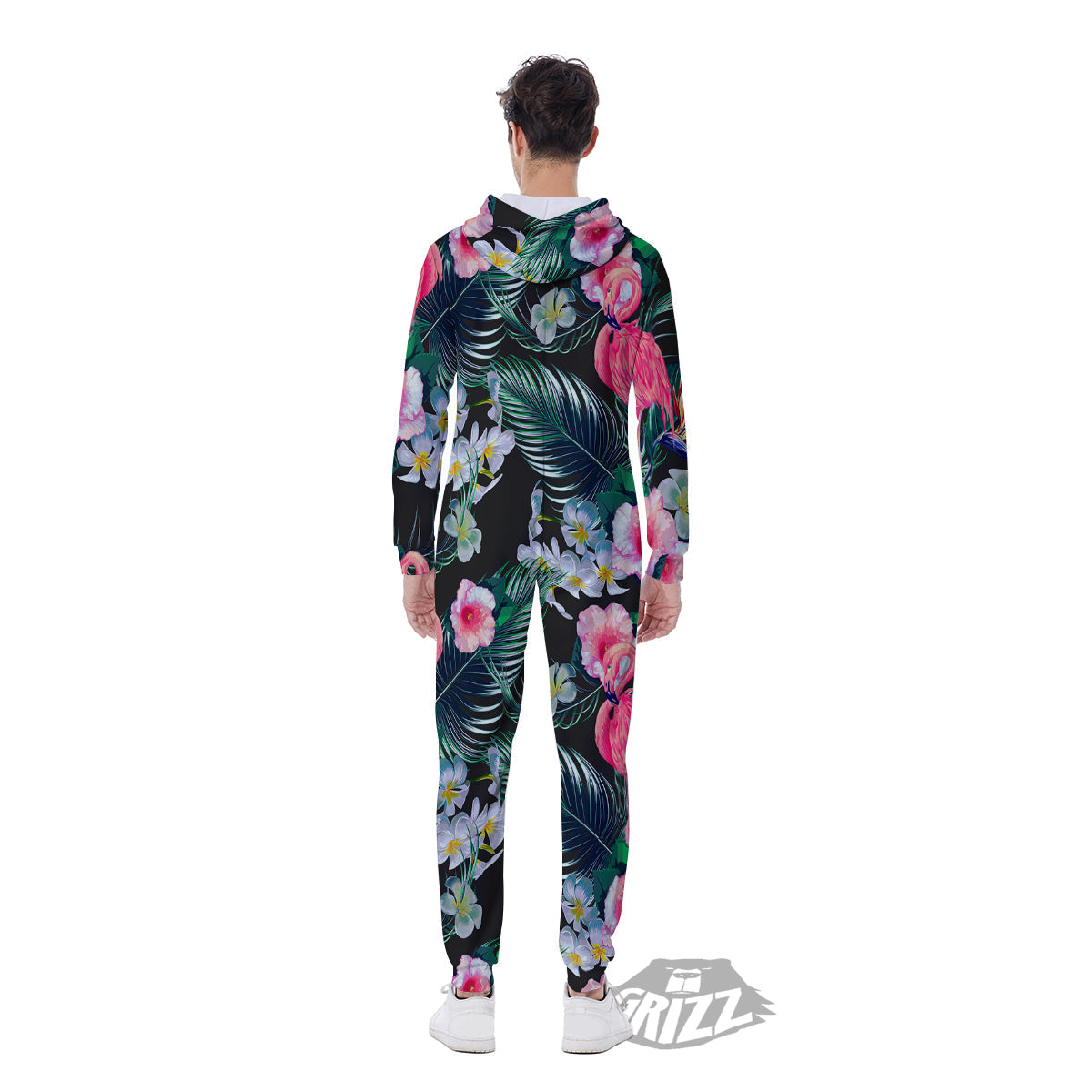 Aloha Flamingo Tropical Print Pattern Men's Jumpsuit-grizzshop
