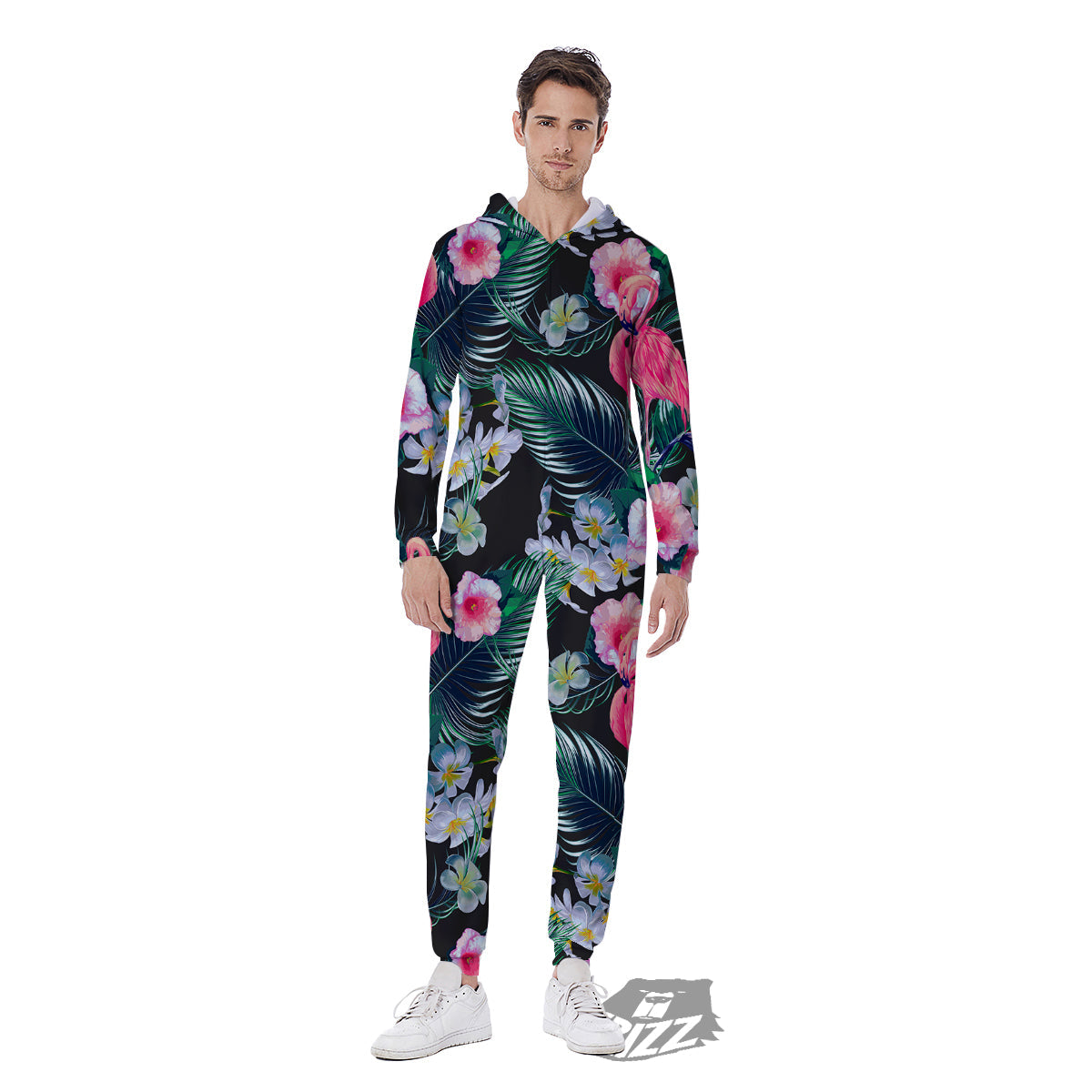 Aloha Flamingo Tropical Print Pattern Men's Jumpsuit-grizzshop